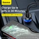 Автомобильное зарядное устройство Baseus Particular Digital QC 4.0+PD3.0 PPS 65W USB + Type-C 5A + Кабель Type-C to Type-C 100W 20V/5A 1м Черный - изображение 12