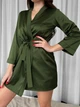 Жіноча піжама шовк (м. 115) - Комплект 3-ка (халат + майка + шорти) XL-XXL - Зелена - зображення 2