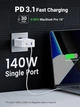 Сетевое зарядное устройство UGREEN CD289 GaN Fast Charger 140W with Cable White (15339) - изображение 4