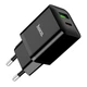 Сетевое зарядное устройство Hoco N28 Founder |1USB/1Type-C, 20W/3A, PD/QC| адаптер с быстрой зарядкой кабелем Type-C 1м. Black - изображение 4