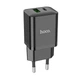 Сетевое зарядное устройство Hoco N28 Founder |1USB/1Type-C, 20W/3A, PD/QC| адаптер с быстрой зарядкой кабелем Type-C 1м. Black - изображение 5