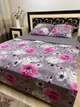Постельное белье хлопковое с цветами Двуспальное 180 x 220 Бязь Серое - изображение 1