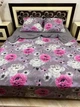Постельное белье хлопковое с цветами Двуспальное 180 x 220 Бязь Серое - изображение 3