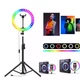 Кольцевая светодиодная цветная LED лампа RGB MJ36 см штатив 2м Подсветка мультиколор для блогеров селфи кольцо - изображение 9