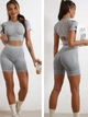 Женский костюм для фитнеса Whatiwear с утяжкой и эффектом Push Up (Пуш Ап) серый S (1355-gray-S) - изображение 3