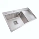 Мойка для кухни PLATINUM из нержавеющей стали Handmade L 780x430мм прямоугольная врезная глянцевая 1мм с сифоном PLS-A37437 - изображение 3