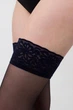 Чулки на силиконовой резинке Giulia EMOTION 20 1/2 Black-nero/navy, классические женские чулки, черные тонкие, капроновые - изображение 6
