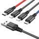 Мульти-кабель Hoco X76 Super charging 4-in-1 USB to Lightning, Lightning, Micro USB, Type-C, 1м black/red/blue - зображення 1