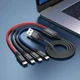 Мульти-кабель Hoco X76 Super charging 4-in-1 USB to Lightning, Lightning, Micro USB, Type-C, 1м black/red/blue - зображення 4