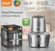 Электрический измельчитель кухонный молния RAF Grinder R7019G 1000Вт чаша нержавеющая сталь 2л, 2 скорости, 4 лезвия - изображение 11