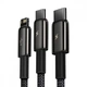 Кабель Baseus Tungsten Gold One-for-three Fast Charging Data 3-in-1 (Micro USB+Lightning+Type-C) - зображення 7