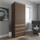 Шафа для одягу зі штангою на 3 висувні ящики з фасадами без ручок R-9, венге темна/ білі планки - зображення 1