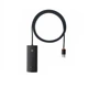 USB-Hub Baseus Lite Series 4-Port USB-A HUB Adapter (USB-A to USB 3.0*4 ) 1m Black - зображення 1