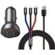 Автомобильное зарядное устройство з кабелем Baseus Digital Display 24W 2USB 4.8A + Кабель 3в1 Быстрая зарядка Зарядка в авто Grey - изображение 1