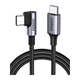 Кабель UGREEN US255 USB Type-C to Angled USB Type-C 60W Round Cable Aluminum Shell Nickel Plating 3A 0.5m Black/Gray (50122) - зображення 2