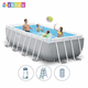 Прямоугольный каркасный бассейн Intex 26788 NP. Фильтр-насос, лестница. Размером 400x200x100см, объём 6836л - изображение 1