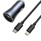 Автомобільний зарядний пристрій Baseus Golden Contactor Pro Dual Quick Charger Car Charger USB + Type-C 40W + Кабель Type-C For Lightning 1м Швидка зарядка QC 3.0 Gray - зображення 1