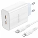 Сетевое зарядное устройство СЗУ с кабелем Type-C to Lightning Borofone BA73A Young PD35W(2 Type-C)White (BA73ACLW) - изображение 3