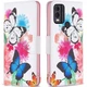 Чехол с рисунком Deexe Color Wallet для Nokia C22 - Two Butterflies - изображение 1