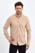 Рубашка джинсовая однотонная Trend Collection 18306-2 песочный (A.BEJ) S - изображение 1