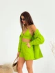 Женский летний костюм тройка (рубашка+топ+шорты) салатовый L-XL LI-086S-LXL - изображение 5