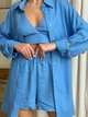 Женский летний костюм тройка (рубашка+топ+шорты) голубой L-XL LI-086BL-LXL - изображение 4