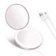Карманное зеркало с подсветкой LED J-Mirror MakeUp D8 косметическое, двойное, регулировка яркости, USB Розовое - изображение 5