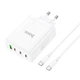 Зарядний пристрій із швидкою зарядкою PD100W + кабель Type-C HOCO N31 |3Type-C/1USB, 100W/5A, PD/QC| Білий - зображення 4