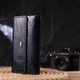 Большой женский кошелек CANPELLINI из натуральной кожи с тиснением крокодила цвет синий для карт и монетницы (bg216fash61) - изображение 12
