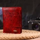 Лакированный женский кошелек из натуральной кожи с тиснением под змею CANPELLINI 21682 Красный - изображение 5