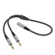 Кабель Hoco UPA21 2-in-1 3.5 headset audio adapter cable(female to 2 male) Metal Gray - изображение 1