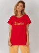 T-shirt damski luźny KOLORLI Love One Size Czerwony (5903738175017) - obraz 3