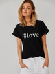 T-shirt damski luźny KOLORLI Love 36 Czarny (5903738175024) - obraz 1