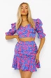 Топ на пуговичках в цветы Boohoo Синий (10318 M/44) - изображение 4