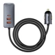 Автомобільний зарядний пристрій Baseus Share Together PPS Multi-port Fast Charging With Extension Cord 120W 3USB + 1Type-C Зарядка в авто Gray - зображення 2