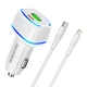 Авто зарядний пристрій з швидкою зарядкою + кабель Lightning BOROFONE BZ14A |USB/Type-C, PD20W+QC3.0| Білий - зображення 1