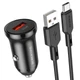 Автомобильное зарядное устройство с быстрой зарядкой QC3.0 + кабель Type-C BOROFONE BZ18 |USB/18W| Черный - изображение 1