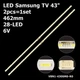 LED підсвітка Samsung TV 43" 462mm V8N1-430SM0-R0 BN96-45954A BN96-46053A BN61-15482A V8N4-430SM0-R0 2pcs=1set - зображення 1