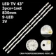 LED підсвітка TV 43" inch 830mm 9-led 3V CRH-P43KP30300309641 RF-AJ430S30-0901S-09 LC-43UI7552E 3pcs=1set - изображение 1