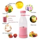 Портативный блендер бутылка A-plus Mini Juice 380 ML для приготовления смузи, коктейлей USB Розовый - изображение 2