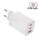 Швидкий зарядний пристрій GaN 67W Toocki USB+2хTypeC (QC4.0 PD 3.0) для iPhone, iPad, MacBook, Samsung, Xiaomi, для ноутбуків White (6975600785678) - зображення 1