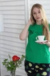 Котоновий комплект Бриджі та футболка Milana з логотипом Victoria's Secret з лимонами S зелена - зображення 3