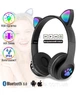 Детский беспроводные Bluetooth-наушники Cat Ear VZV-23M с ушками и LED-подсветкой Черный - изображение 1