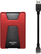 Dysk twardy ADATA DashDrive Durable HD650 1TB AHD650-1TU31-CRD 2.5" USB 3.1 Zewnętrzny Red - obraz 5