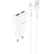 Мережевий зарядний пристрій МЗП HOCO C88A (2USB/2.4A) + Lightning Білий - зображення 1
