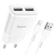 Мережевий зарядний пристрій МЗП HOCO C88A (2USB/2.4A) + Lightning Білий - зображення 2