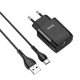 Сетевое зарядне пристрій HOCO C72Q Glorious single port QC3.0 charger set(Type-C) Black - зображення 1