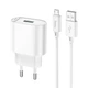 СЗУ HOCO C109A Fighter 1USB/18W/QC3.0/Micro Cable White - зображення 2