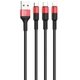Дата кабель Hoco X26 Xpress 3in1 Lightning -MicroUSB-Type-C (1m) Черный / Красный - изображение 2