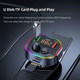 Автомобильный FM ФМ модулятор Terra T86M, Bluetooth 5.1, трансмиттер, вольтметр, USB зарядка QC 3.0 PD 20W - изображение 3